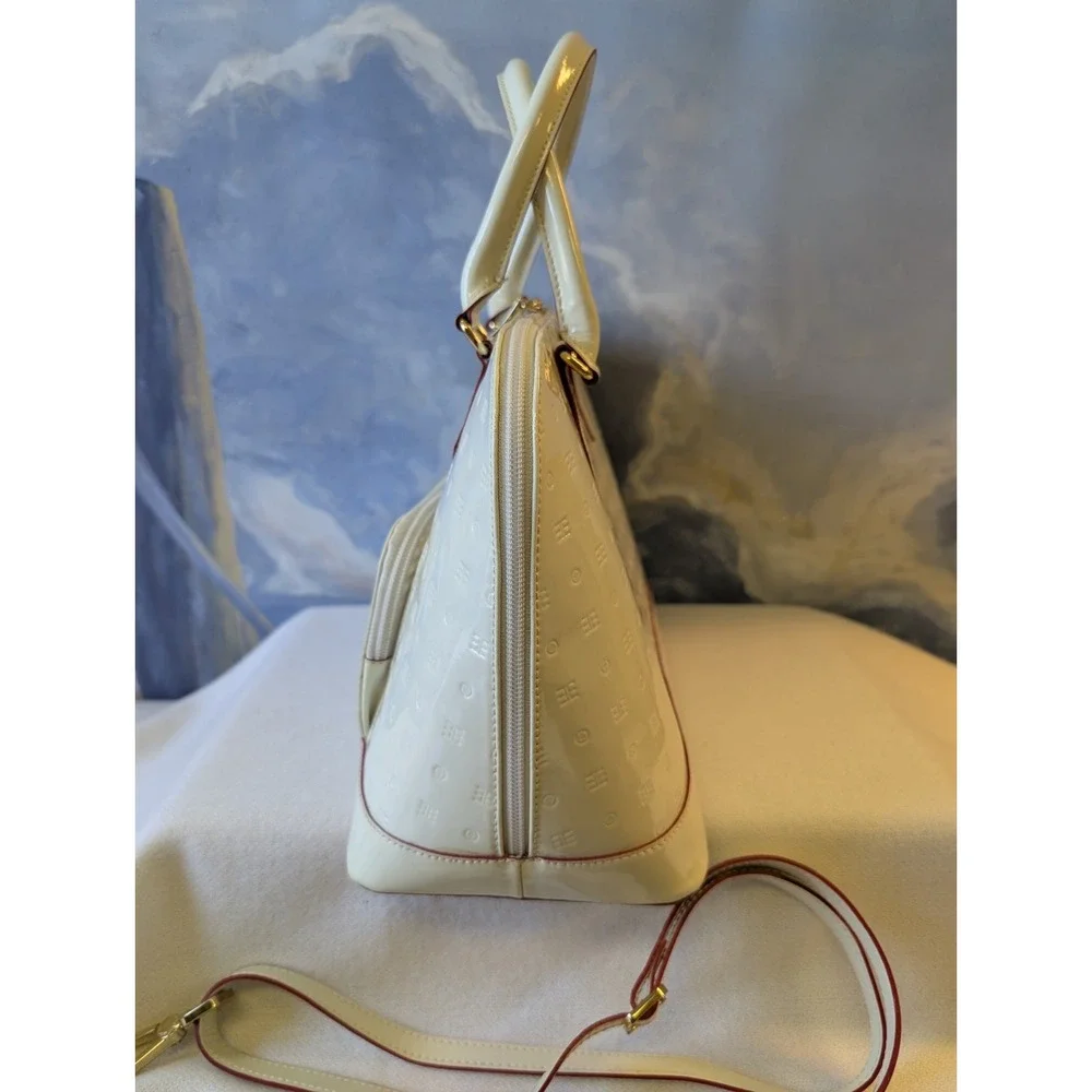 Arcadia Patent Leather Two -Way Satchel In Ivory